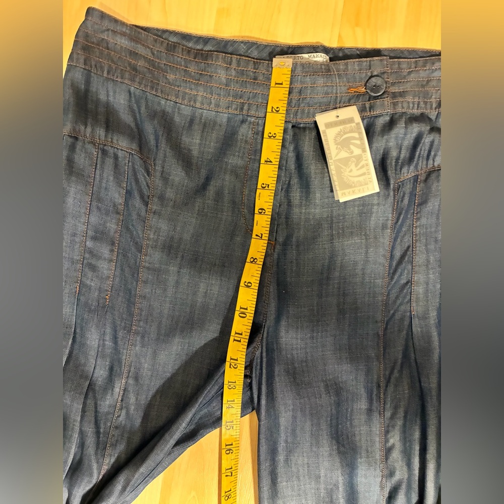 NWT Alberto Makali Wide-Leg Pleated Chambray Denim Culottes / Pants - Picture 6 of 16